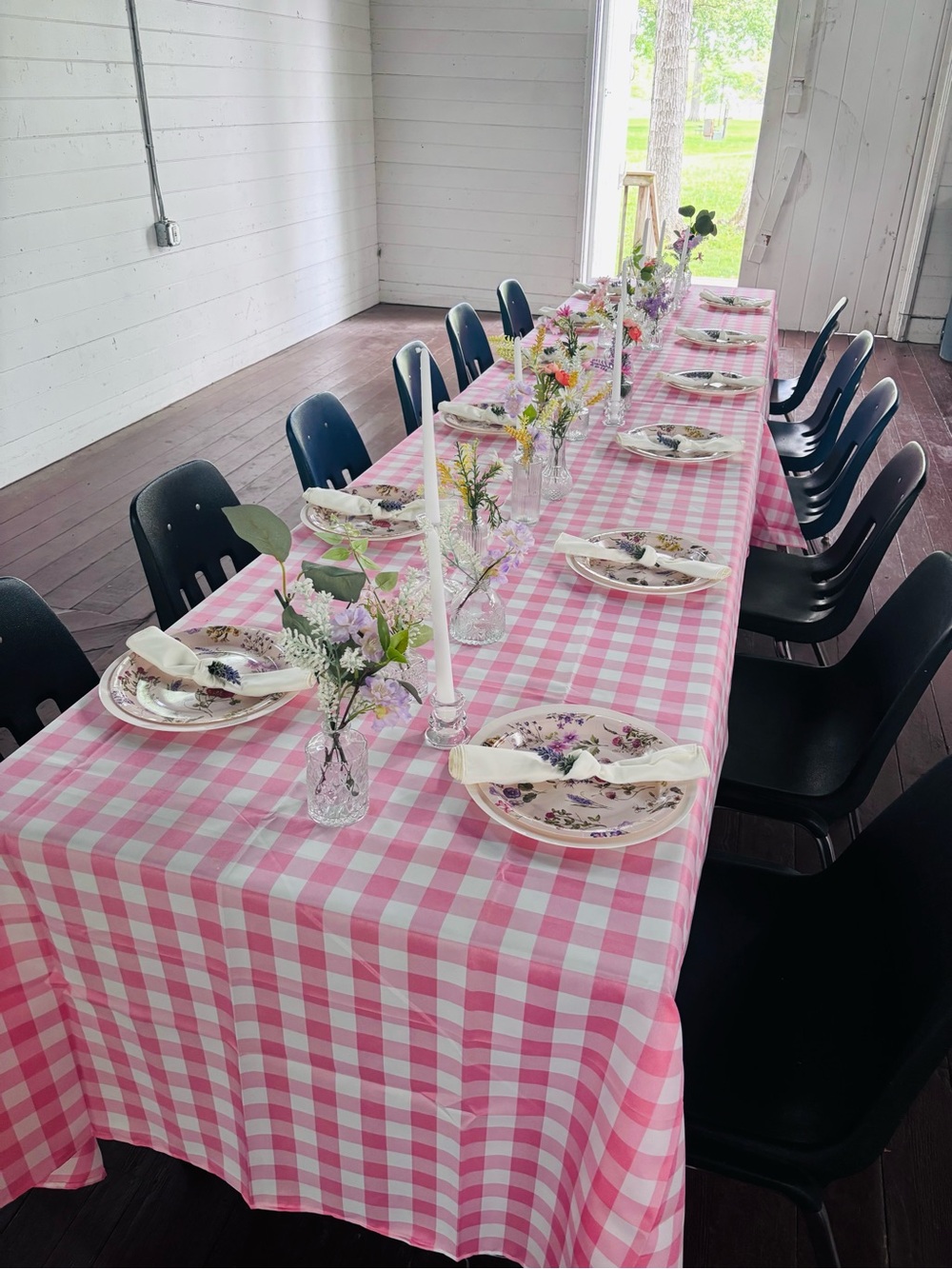 Pink Gingham Fabric Tablecloths - used only once